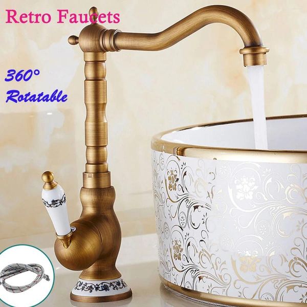 Robinets de cuisine Tap à 360 ° Rotation Retro Retro Récepteur Salle de bain pour ou mixeur de levier en céramique de style vintage