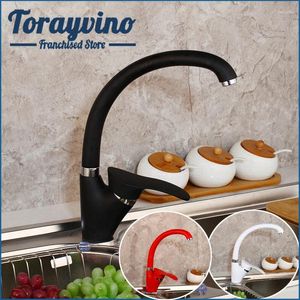Robinets de cuisine Torayvino Évier mélangeur Tap rotatif Grifo Negro Noir rouge Blanc Blanche Colonne Colonne Cold Cold