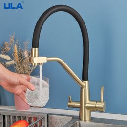 Keukenkranen ULA uittrekbare keukenmengkraan Dringking Water Kitchen Gold Tap Cold Water Sink Mixer Keukenkraan met filterkraan 230729