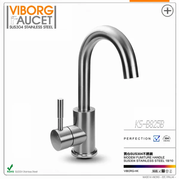 Robinets de cuisine VIBORG Deluxe solide en acier inoxydable SUS304 coulée sans plomb salle de bain vanité lavabo lavabo robinet mitigeur