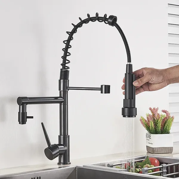 Robinets de cuisine VIDRIC BOOK Robinet Tire de l'évier Pont de pont Support Double bouffée de printemps Spout Tap et eau froide 25 Types