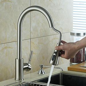 Robinets de cuisine Vidric Faucet 2023 Pull Out Touch Basin Chrome poli Nickle Brushed