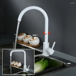 Robinets de cuisine Vidric Tuqiu robinet pivotant noir/blanc mélangeur eau évier arrivée froide en acier inoxydable