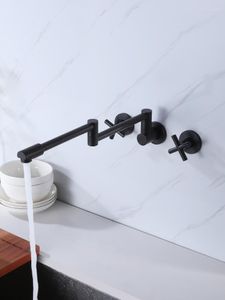 Robinets de cuisine robinet d'évier en laiton mural haute qualité cuivre eau froide 1 ou 2 poignées robinet pliable Design de mode