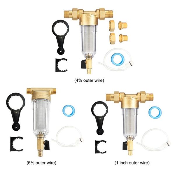 Robinets de cuisine Filtres à eau Purificateur avant Cuivre Plomb Pré-filtre Lavage à contre-courant Enlever la rouille Contaminant Tuyau de sédiments Acier inoxydable Central