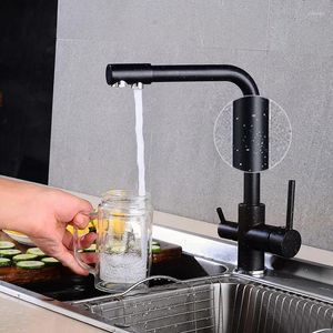 Grifos de cocina Agua con punto Purificador de latón Grifo Rociador dual Beber Grifo filtrado Recipiente Mezclador de fregadero