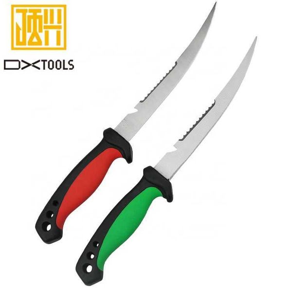 Couteaux à fileter de cuisine, couteau à filet, sac en métal PP, couteau de poche à poisson en acier inoxydable, manche PP + TPR souple, extérieur vert, offre spéciale