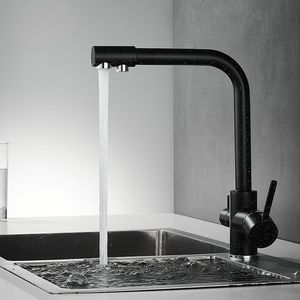 Robinet de cuisine filtré noir avec point en laiton purificateur robinet double pulvérisateur robinet d'eau potable navire évier mitigeur Torneira