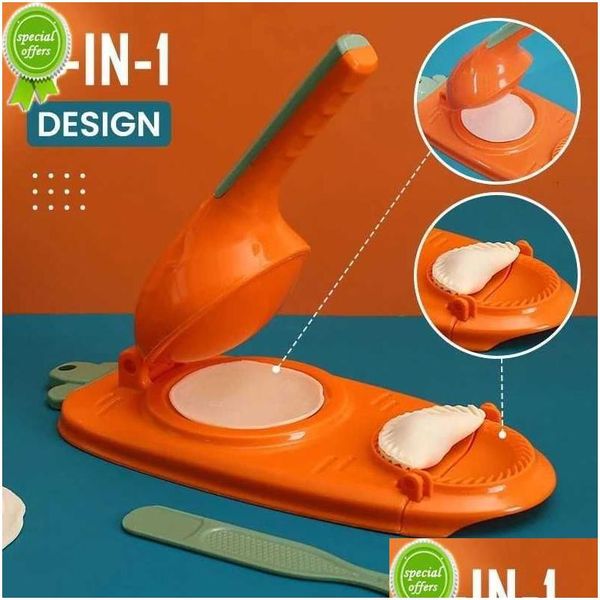 Utensilios de cocina 2 en 1, máquina para hacer dumplings, envoltura Manual eficiente, molde, herramienta de prensado de masa, accesorios, entrega directa