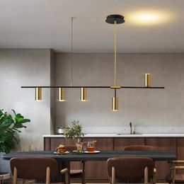 Cuisine suspendus plafonniers simple style moderne long lustre LED salon pendentif luminaire salle à manger comptoir lampe