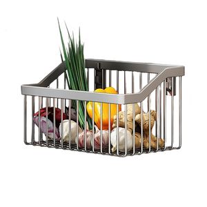 Keuken Hangende Opslagmand Plank Muur Fruit Groente Afdruiprek Roestvrijstalen Schotel Drooghouder Diversen Organizer 240122