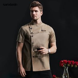 Veste de cuisine Uniforme Uniforme à manches courtes Chef El Serveuse Restaurage Swear Workery Sushi Coat Cooker Shirt 240412