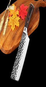 Couteau de cuisine Chef 8 pouces Couteaux en acier inoxydable Sushi Viande Santoku Japonais 7CR17 440C Couteau à carbone élevé Cuisine Pakka Wo8767560