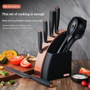 Couteau de cuisine, ensemble d'ustensiles de cuisine, 9 pièces, couteau de cuisine en acier inoxydable, coffret cadeau, couteau à fruits, outils de cuisine utilitaires