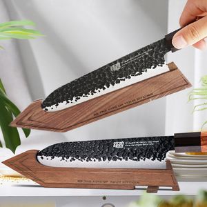 Kitchen Knite Protector Pleines à lame en bois japonais Poisson cru Couteau Sashimi Couper couteau en bois support de couteau en noyer