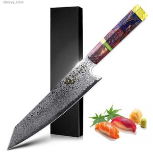 Couteaux de cuisine Couteau damas couteau de cuisine de 8 pouces Style japonais VG10 67 couches couteaux en acier inoxydable poignée ergonomique Q240226