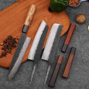 Couteaux de cuisine DIY Chef fait à la main, manche en bois octogonal multi-style, pièces de couteau en acier damas, couteau à outils de cuisine EDC Q240226