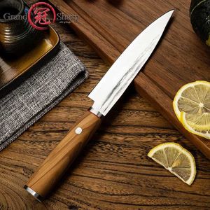 Couteaux de cuisine GRANDSHARP 5.5 pouces couteau utilitaire forgé à la main 5Cr15Mov couteaux de chef de cuisine en acier inoxydable viande fruits petit couteau couverts Q240226