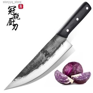 Couteaux de cuisine Couteau de chef chinois fait à la main en acier forgé pour désosser les couteaux de cuisine de boucher fabriqués en Chine Outils de cuisine professionnels NOUVEAU Q240226