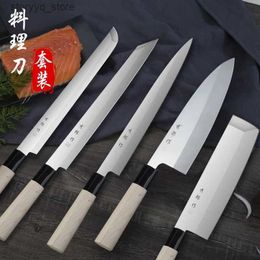 Couteaux de cuisine japonais Sashimi, ensemble de couteaux à filet de poisson, chefs Santoku en acier à haute teneur en carbone, couteau à trancher les Sushi, couperet Q240226