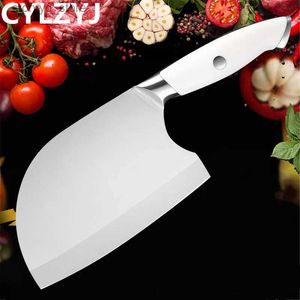 Cuchillos de cocina Juego de cuchillos de cocina de 7 pulgadas de acero inoxidable serbio hecho a mano cuchillo de chef amplio carnicero rebanar picar verduras herramienta de cuchilla Q240226