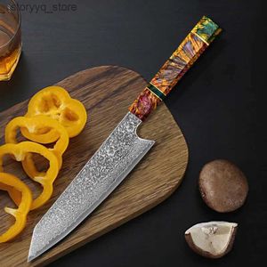 Keukenmessen Nieuw Damascus Koksmes Roestvrijstalen keukenmes Japanse Santoku-messen Scherp Cleaver Snijden Steakmes Koken Tool Q240226