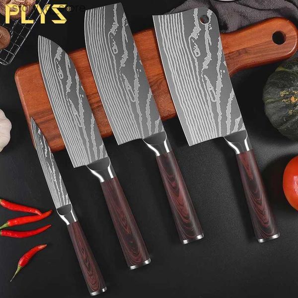 Cuchillos de cocina PLYS-Juego de cuchillos de cocina de acero inoxidable, cuchillo de chef de cocina afilado portátil, cuchillo de carnicero adecuado para acampar al aire libre, Picnic Q240226