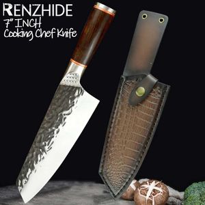 Couteaux de cuisine RZD couteau de cuisine Chef en acier forgé 5CR15mov lame couteau couverture gaine Camping randonnée filet outil de pêche accessoire Q240226