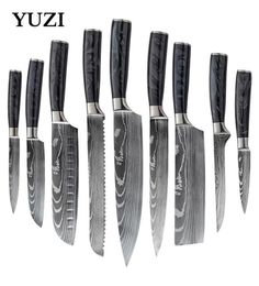 Juego de cuchillos de cocina, 19 piezas, cuchillo de Chef Santoku japonés afilado con patrón de Damasco, cuchillo para cortar y cortar con mango de resina 8345572