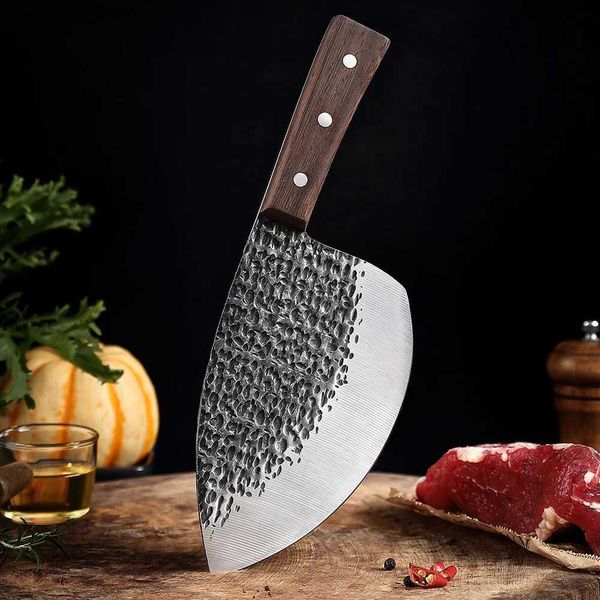 Cuchillos de cocina Acero inoxidable Hecho a mano Martillado Cuchillo para filetear profesional Cocina Afeitado Dividir la herramienta de carne Mercado Venta Escala Cuchillos de pescado Q240226