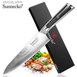 Cuchillos de cocina Sunnecko Pro Chef Damascus Steel Cuchillo de cocina VG10 Core 73 capas Rebanar Dividir Pelar Carne Pescado Fruta Cocina Accesorio Q240226