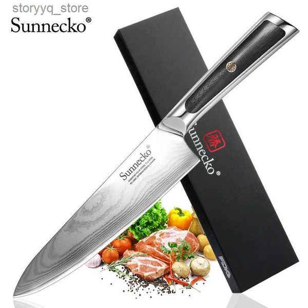 Couteaux de cuisine Sunnecko Pro Chef couteau de cuisine en acier damas VG10 noyau 73 couches tranchage fendage épluchage viande poisson fruits accessoire de cuisson Q240226