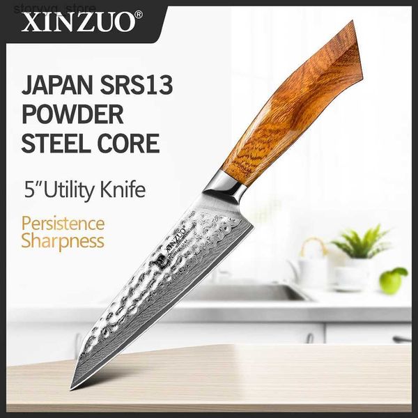 Cuchillos de cocina XINZUO 5 Cuchillo utilitario Japón VG10 Polvo SRS13 / R2 / SG2 Cuchillos de cocina de acero damasco 62-64 Dureza fuerte Mango de alta calidad Q240226