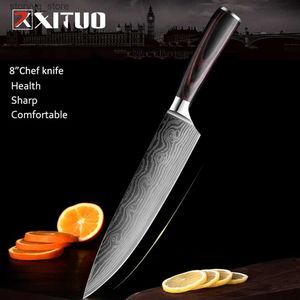 Couteaux de cuisine XITUO couteaux de cuisine tranchants 8 couteau de chef Santoku couteau à trancher à motif damas couteau de cuisson pour légumes et viande Q240226