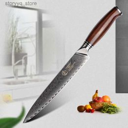 Couteaux de cuisine Yarenh Couperet de 8 pouces - 73 couches d'outils de cuisine japonais damas - Couteaux tranchants en acier à haute teneur en carbone - Couteau à sushi Sashimi Q240226