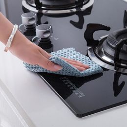 Keuken microfiber amandel fluwelen dishcloth niet-vettig water absorberend vaatwassheker pure dubbelzijdige schoonmaak doek