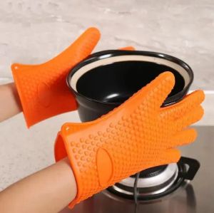 Cuisine four à micro-ondes gants de cuisson isolation thermique anti-dérapant Silicone cinq doigts résistant à la chaleur sûr gants Non toxiques 1207