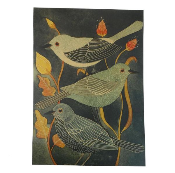 Cuisine rossignol beauté oiseau affiche Stickers muraux Kraft rétro Vintage peinture histoire nostalgie barre Poster3051778