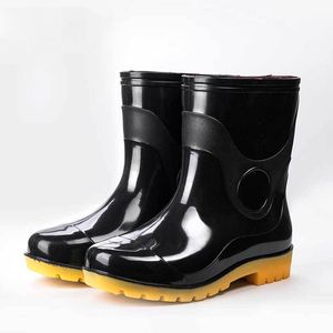 Keuken olieproof waterdichte regenlaarzen werknemers PVC solide ronde-teen All-season werkplek schoenen mannen schoenen