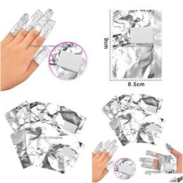 Papier de cuisine 100pcs / paquet papiers de papier d'aluminium nail art tremper le retrait de vernis à gel acrylique enveloppe l'outil de maquillage de beauté avec du coton Pa Dhnki