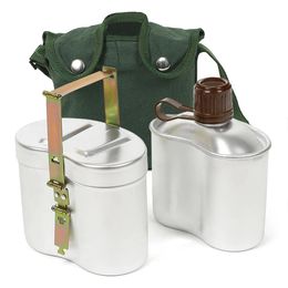 Ensemble de cantine de cuisine Portable en aluminium, avec tasse et couvercle, ustensiles de cuisine de Camping en plein air, Kit de désordre pour randonnée, sac à dos, pique-nique