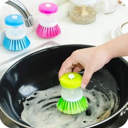 Cepillos de limpieza de platos de cocina Utensilios con lavado de jabón líquido Dispensador de accesorios de limpieza para el hogar FY2678 G0817