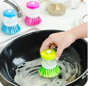 Utensilios de cepillos de limpieza de platos de olla de cocina con dispensador de jabón líquido para lavar accesorios de limpieza del hogar al por mayor 234QH