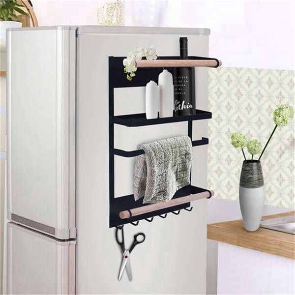 Estante de cocina Frigorífico Organizador magnético Diseño Soporte para toallas de papel A prueba de herrumbre Frascos de especias Estante para refrigerador de servicio pesado St T200413