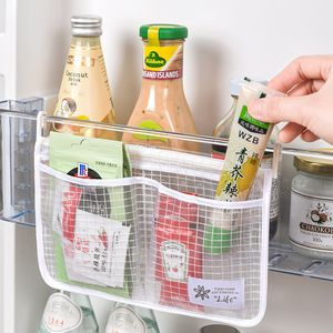 Cuisine réfrigérateur suspendu sac de rangement en maille créatif ménage réfrigérateur deux compartiments sacs de rangement