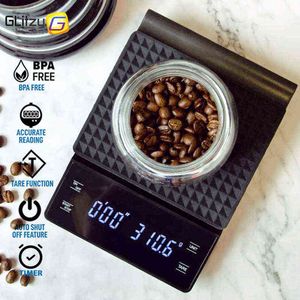 Keukenschaal 3kg / 0.1g Digitale Koffie Timer LCD-scherm Giet Over Druppel Espresso Balance Precisie Melkpoeder Koken Bakken 211221