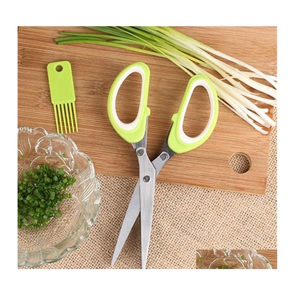 Tijeras de cocina Acero inoxidable 5 capas Tijera Accesorios de cocina Función MTI Scallion Tijeras trituradas Tijeras Clippers Drop D Dhnkc