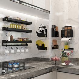 Keukenplanken perforatie-vrije wand gemonteerd huishouden kruidenrek meshouder planken multifunctionele keukenopslaggereedschap