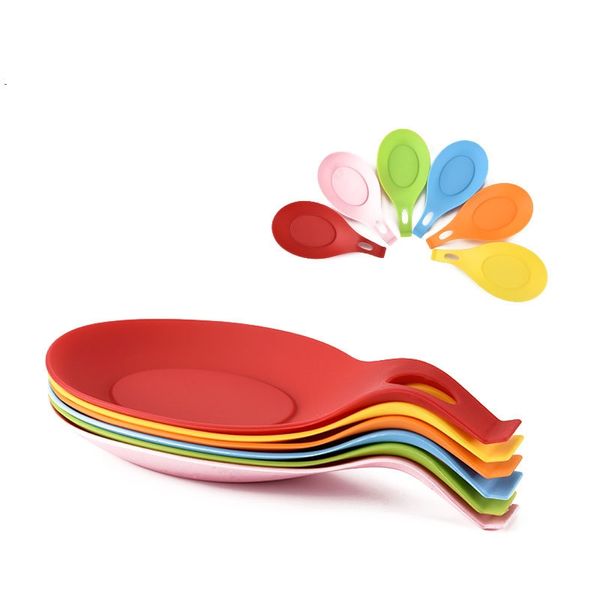 Repos de cuillères en silicone, support de cuillère de cuisine de qualité alimentaire de forme flexible, spatule de louche de repos d'ustensile de cuisine