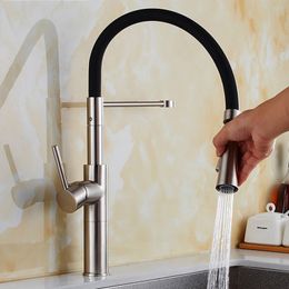 Aanrecht Kranen 360 Swivel Massief Messing Enkele Handgreep Mixer Sink Tap Pull Out Down Kitchen Sink Kraan